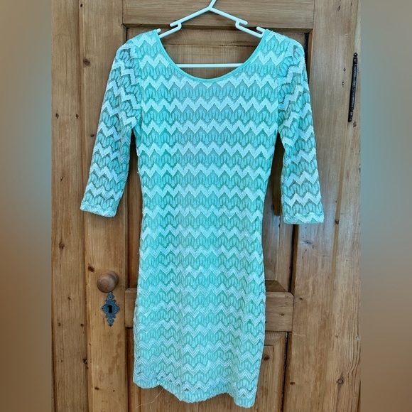 Lace Fronted Dress Green Metallic A’GACI A’GACI A’GACI Size Med Fairy EuroSummer - Picture 1 of 9